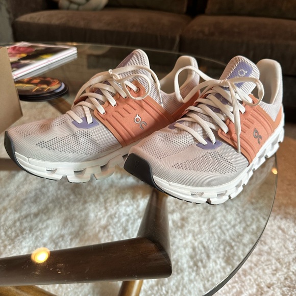On Running Shoes - On Running Women's Athletic Shoes in White and Coral
